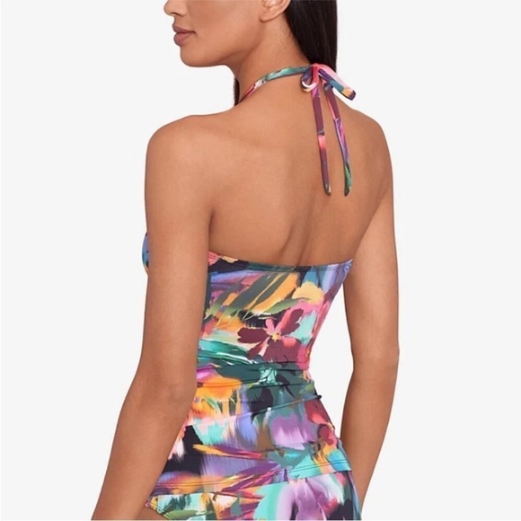 Lauren Ralph Lauren Jungle Paradise High-Neck Halter Tankini Top swimsuit - Picture 10 of 10